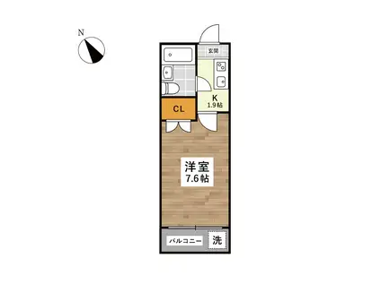 ルクスエテルナ黒髪(1K/3階)の間取り写真