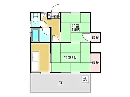 サンライズ弁天(2K/1階)の間取り写真