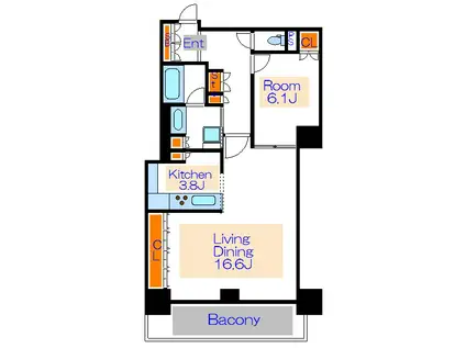 日暮里アインスタワー(1LDK/11階)の間取り写真