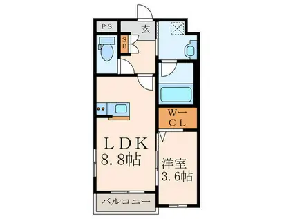 プレステージ熊谷(1LDK/1階)の間取り写真