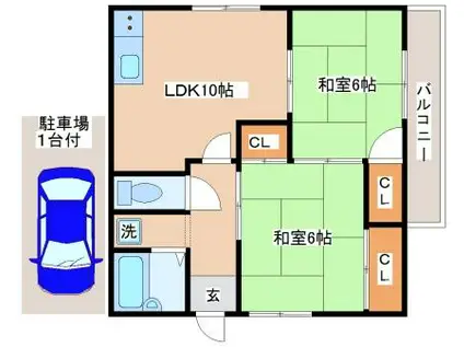 リバーサイドハイツ(2LDK/3階)の間取り写真