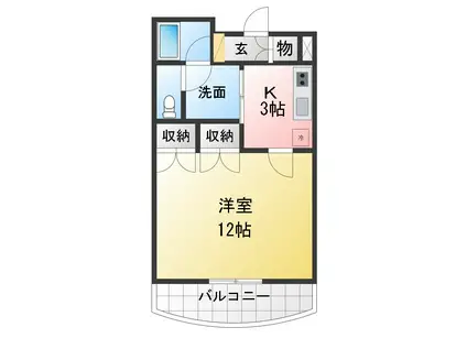 エスティIII(ワンルーム/3階)の間取り写真