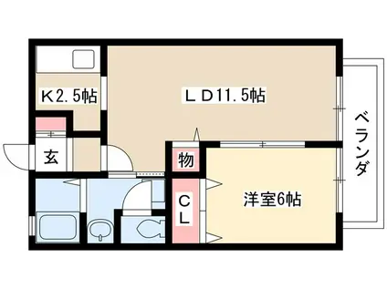 FLATS・TURNER(1LDK/2階)の間取り写真