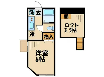 グランエッグス千歳烏山A(ワンルーム/2階)の間取り写真