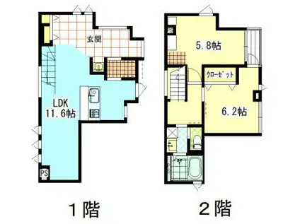 ＪＲ中央線 国分寺駅 徒歩5分 4階建 新築(2LDK/1階)の間取り写真