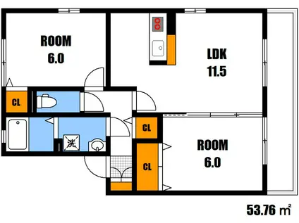 ハーミテージA(2LDK/1階)の間取り写真