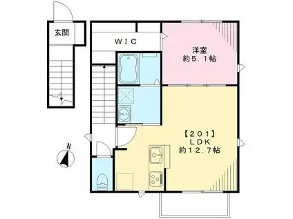 ジラソーレ(1LDK/2階)の間取り写真