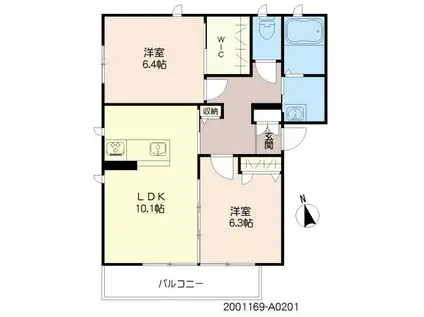 ベレオ モカ (2LDK/2階)の間取り写真