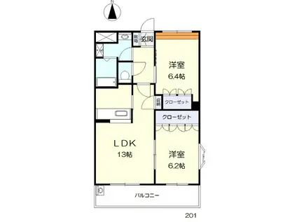 ガーデンヒルズ(2LDK/2階)の間取り写真
