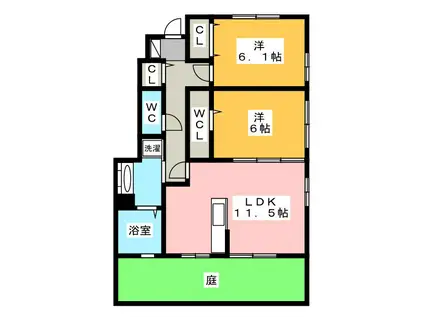棒屋第9住吉ハイツ(2LDK/1階)の間取り写真