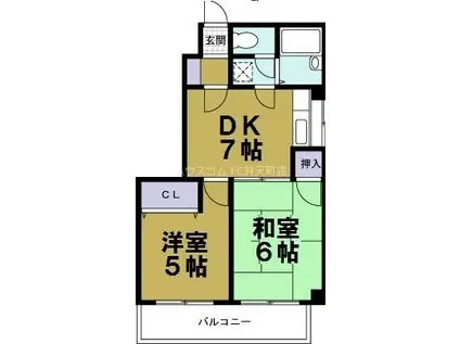 ハイネス岡崎II(2DK/2階)の間取り写真
