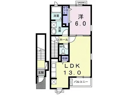 ロッソ プリムラ(1LDK/2階)の間取り写真
