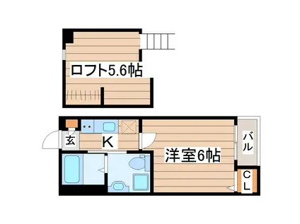 タマリンド大和町(1K/2階)の間取り写真