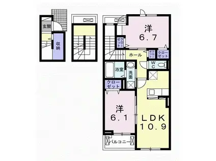 フォレスタI パートII(2LDK/3階)の間取り写真