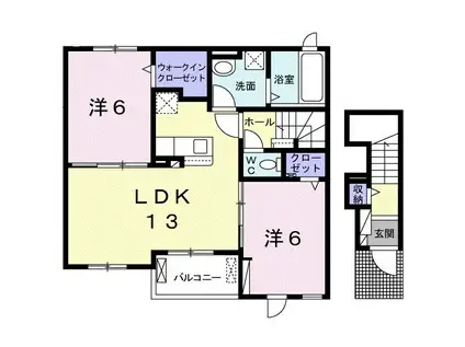 ザ・ヒルズ(2LDK/2階)の間取り写真