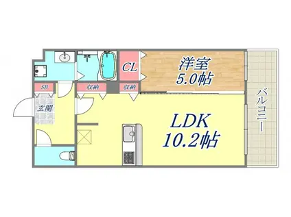 リバープレイス中山手(1LDK/3階)の間取り写真