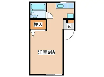 クローバーハイツ(ワンルーム/1階)の間取り写真