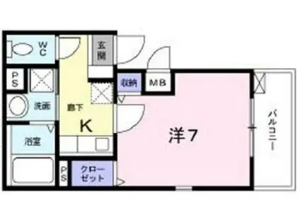 オリオン B(1K/2階)の間取り写真