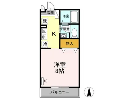 ハッピーライフII(ワンルーム/1階)の間取り写真