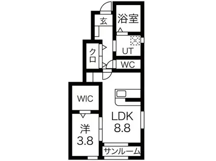 レユシール(1LDK/1階)の間取り写真