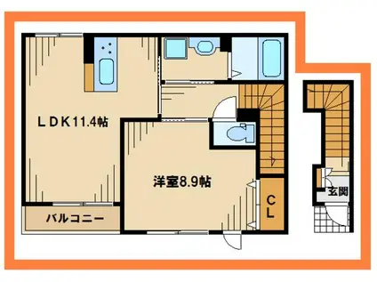 シャインガーデン(1LDK/2階)の間取り写真