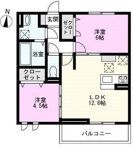 ユートリIII(2LDK/2階)の間取り写真