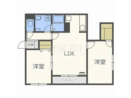 Y-CRYSTAL クリスタル(2LDK/2階)の間取り写真