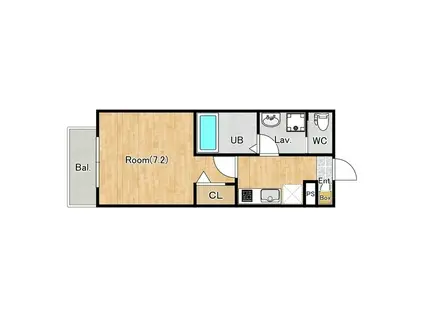 ジーメゾン八王子千人町サウス(1K/3階)の間取り写真