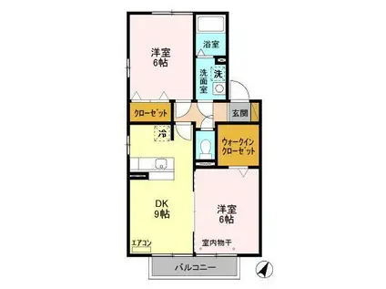 トレグラース A棟(2DK/2階)の間取り写真