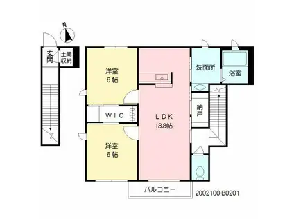グランエバーS棟(2LDK/2階)の間取り写真