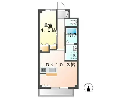 ゼファ―ガーデンセカンド(1LDK/2階)の間取り写真