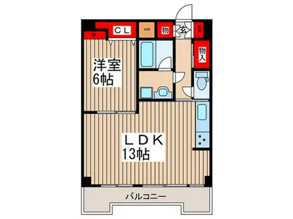 アパートメントウィステリア(1LDK/6階)の間取り写真