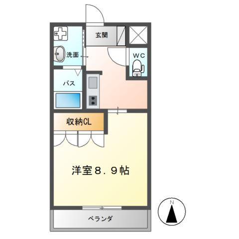 アクアマリン(1K/2階)の間取り写真