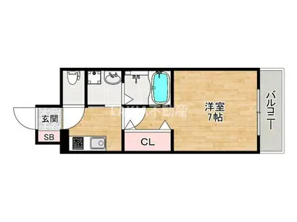 アーバンパーク田辺(1K/3階)の間取り写真