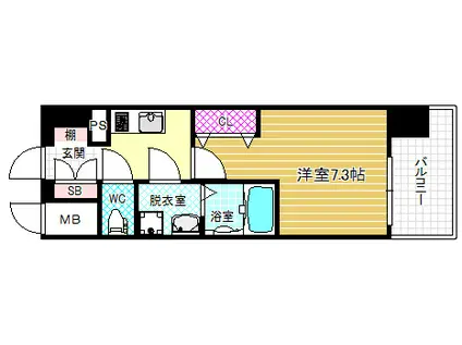 ジュネーゼグラン福島EBIE(1K/5階)の間取り写真