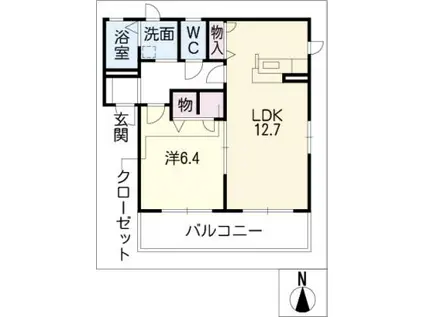 シャトータウンIIA棟(1LDK/1階)の間取り写真