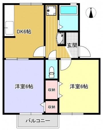 プレステージ福田(2DK/1階)の間取り写真