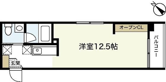 エスタディオII(ワンルーム/1階)の間取り写真