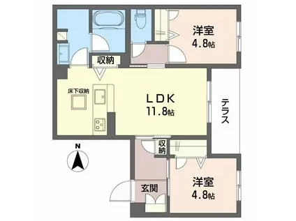 シャーメゾン大晶(2LDK/1階)の間取り写真