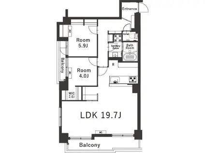 BELLEVIAGE MAENOCHO(2LDK/5階)の間取り写真