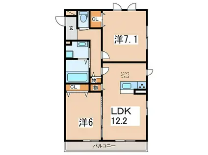 リーフガーデンIII(2LDK/1階)の間取り写真