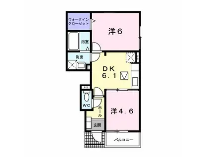 マノワール(2DK/1階)の間取り写真