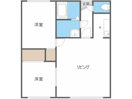クチュールK54(2LDK/2階)の間取り写真