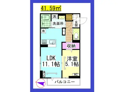 DL シンビジウム湘南台(1LDK/2階)の間取り写真