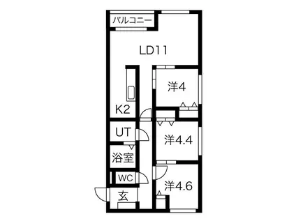 コートロティ琴似アネックス(3LDK/2階)の間取り写真