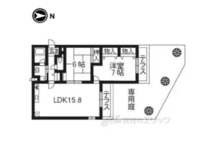 GRAN PINO伏見桃山(2LDK/1階)の間取り写真