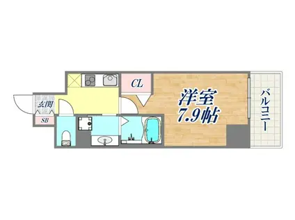 アルファレガロ神戸元町(1K/15階)の間取り写真