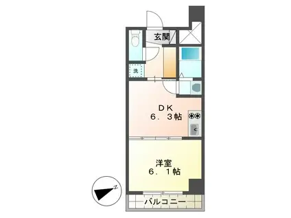 東亜建設第8ビル(1DK/2階)の間取り写真