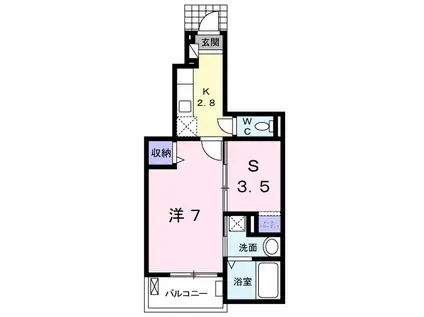 アンブラッセII(1K/1階)の間取り写真