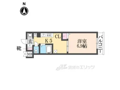 エステムコート京都河原町プレジール(1DK/10階)の間取り写真